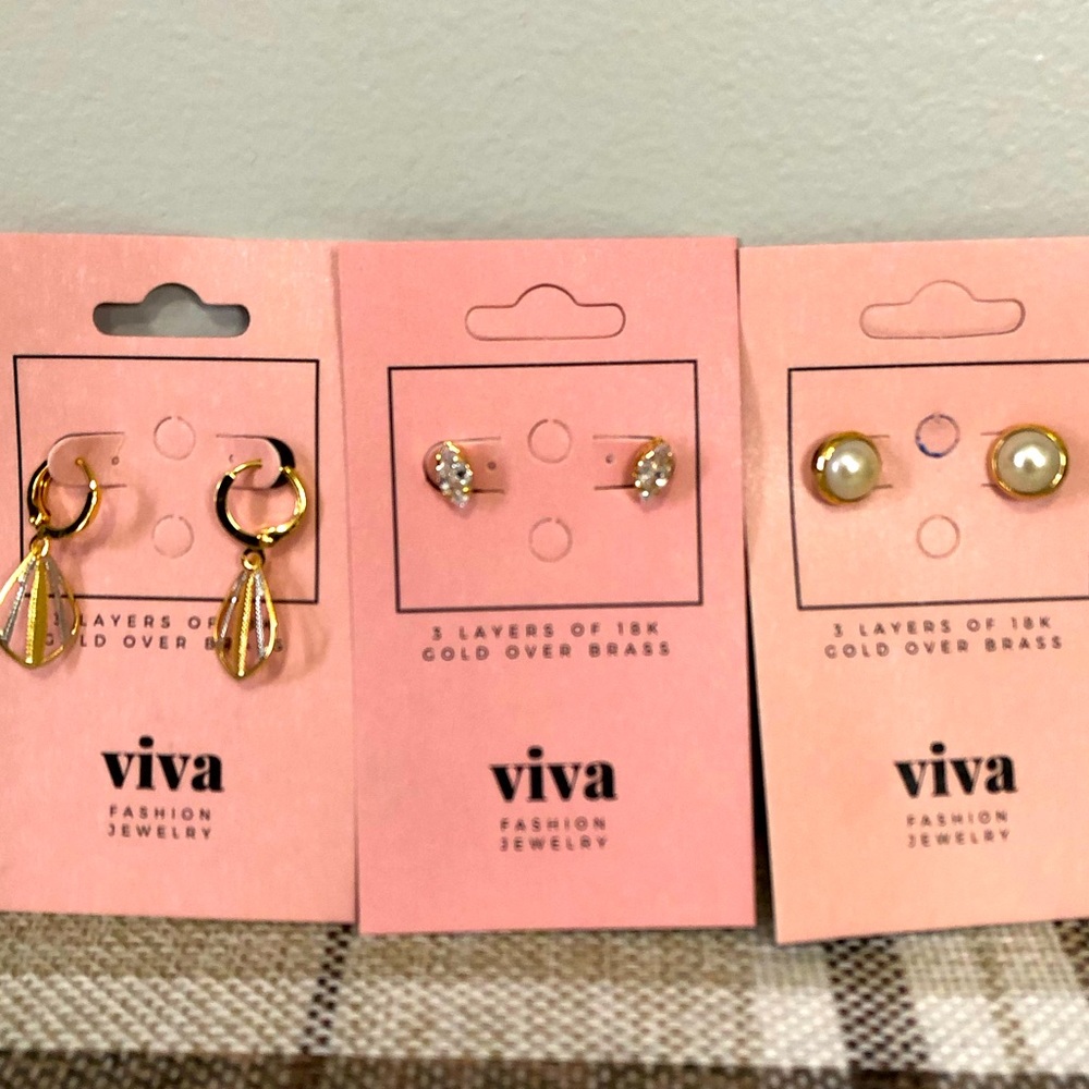 3 Pairs Viva Earrings